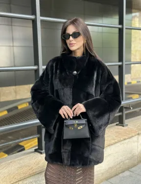 Норка BLACKGLAMA стойка воротник паркет - фото 4