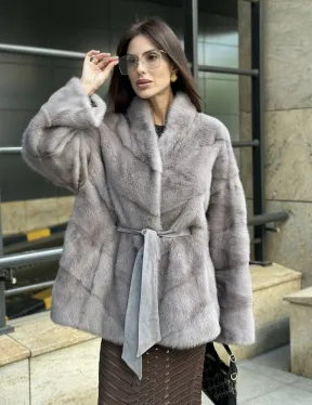 Шуба норковая дымчато-серого цвета - фото 0