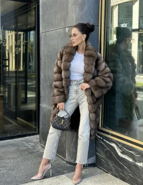 Шуба из меха баргузинского соболя - седина 1, воротник шаль - фото 6