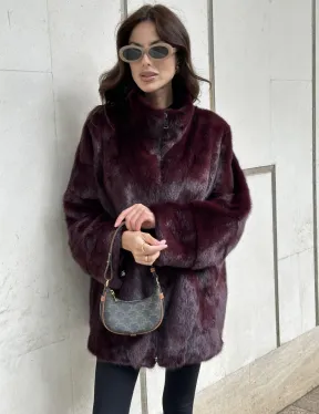 Женская норковая курточка - цвет бордо - фото 4
